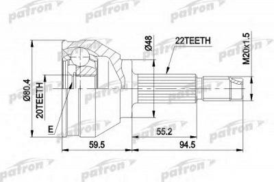 PATRON pcv1055 -  Шарнирный комплект, приводной вал