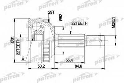 PATRON pcv1056 -  Шарнирный комплект, приводной вал