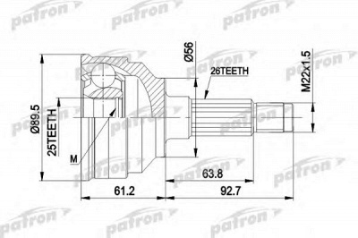 PATRON pcv1059 -  Шарнирный комплект, приводной вал