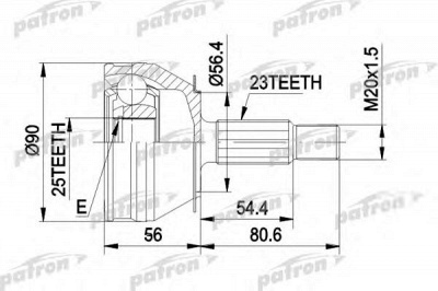 PATRON pcv1082 -  Шарнирный комплект, приводной вал