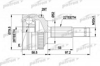 PATRON pcv1116 -  Шарнирный комплект, приводной вал