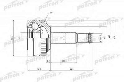 PATRON pcv1118 -  Шарнирный комплект, приводной вал