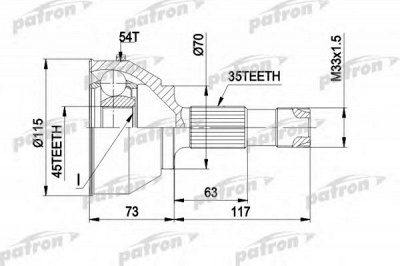 PATRON pcv1132 -  Шарнирный комплект, приводной вал
