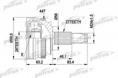 PATRON pcv1152 -  Шарнирный комплект, приводной вал