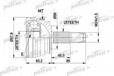 PATRON pcv1153 -  Шарнирный комплект, приводной вал