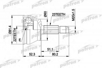 PATRON pcv1156 -  Шарнирный комплект, приводной вал