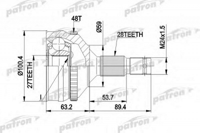 PATRON pcv1180 -  Шарнирный комплект, приводной вал