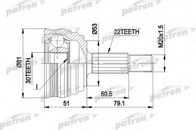 PATRON pcv1190 -  Шарнирный комплект, приводной вал