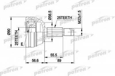 PATRON pcv1198 -  Шарнирный комплект, приводной вал