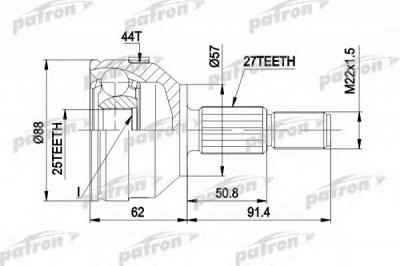 PATRON pcv1200 -  Шарнирный комплект, приводной вал