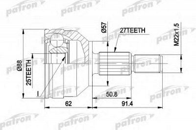 PATRON pcv1202 -  Шарнирный комплект, приводной вал