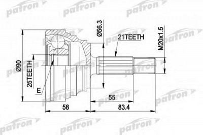 PATRON pcv1204 -  Шарнирный комплект, приводной вал