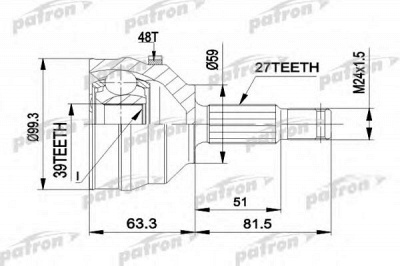 PATRON pcv1224 -  Шарнирный комплект, приводной вал