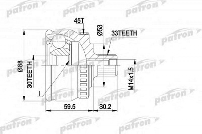 PATRON pcv1239 -  Шарнирный комплект, приводной вал