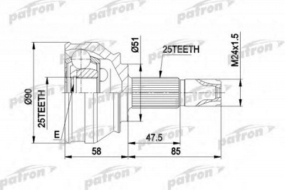 PATRON pcv1258 -  Шарнирный комплект, приводной вал