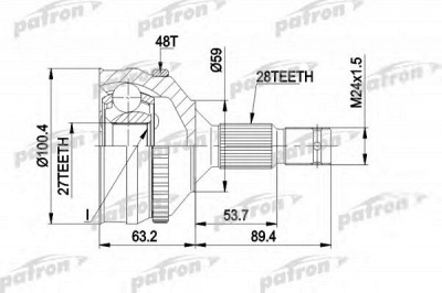 PATRON pcv1264 -  Шарнирный комплект, приводной вал