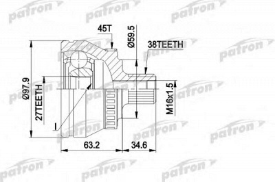 PATRON pcv1267 -  Шарнирный комплект, приводной вал