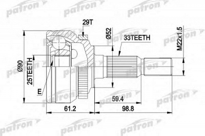 PATRON pcv1269 -  Шарнирный комплект, приводной вал