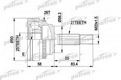 PATRON pcv1285 -  Шарнирный комплект, приводной вал