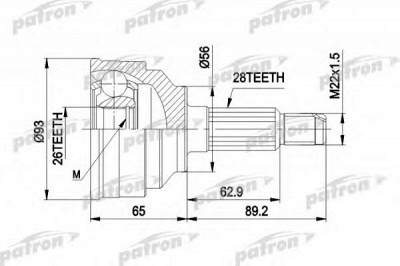 PATRON pcv1291 -  Шарнирный комплект, приводной вал