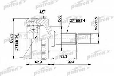 PATRON pcv1298 -  Шарнирный комплект, приводной вал