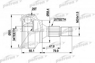 PATRON pcv1302 -  Шарнирный комплект, приводной вал