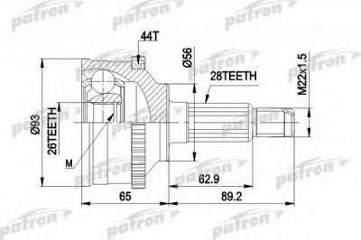 PATRON pcv1328 -  Шарнирный комплект, приводной вал