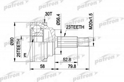 PATRON pcv1336 -  Шарнирный комплект, приводной вал