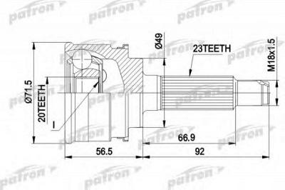 PATRON pcv1360 -  Шарнирный комплект, приводной вал