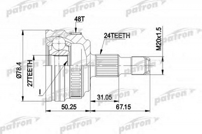 PATRON pcv1367 -  Шарнирный комплект, приводной вал