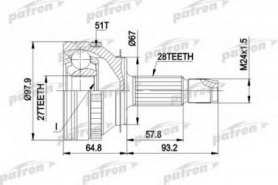 PATRON pcv1371 -  Шарнирный комплект, приводной вал