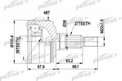 PATRON pcv1373 -  Шарнирный комплект, приводной вал