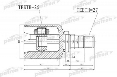 PATRON pcv1379 -  ШРУС ВНУТРЕННИЙ ЛЕВЫЙ 25X38X27 MERCEDES BENZ A-CLA
