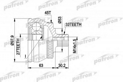 PATRON pcv1381 -  Шарнирный комплект, приводной вал