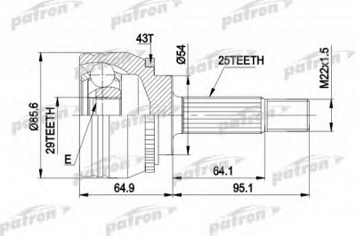 PATRON pcv1385 -  Шарнирный комплект, приводной вал