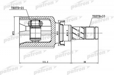 PATRON pcv1388 -  ШРУС ВНУТРЕННИЙ 21X34.9X33 MITSUBISHI COLT Z32A/Z3