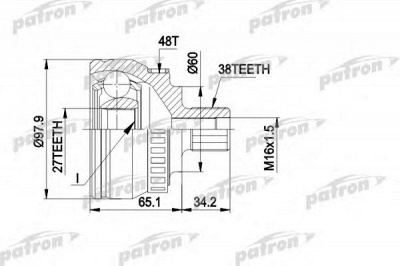 PATRON pcv1389 -  Шарнирный комплект, приводной вал