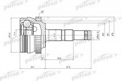 PATRON pcv1400 -  Шарнирный комплект, приводной вал
