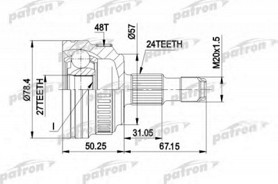 PATRON pcv1434 -  Шарнирный комплект, приводной вал