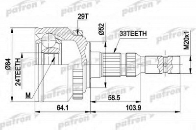 PATRON pcv1452 -  Шарнирный комплект, приводной вал