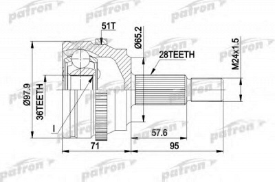 PATRON pcv1453 -  Шарнирный комплект, приводной вал