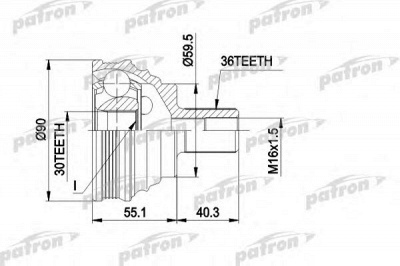 PATRON pcv1467 -  Шарнирный комплект, приводной вал