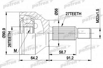 PATRON pcv1549 -  Шарнирный комплект, приводной вал