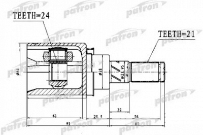 PATRON pcv1761 -  Шарнир, приводной вал