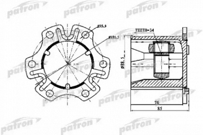PATRON pcv1770 -  ШРУС ВНУТРЕННИЙ X34 AUDI A4 1,6 1,8 1,9TDI 2,4 2,5