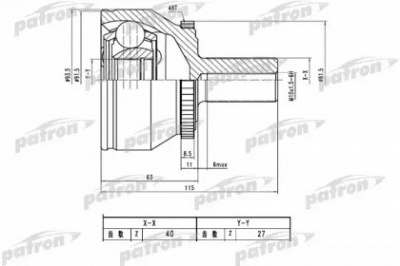 PATRON pcv1785 -  ШРУС НАРУЖНЫЙ С КОЛЬЦОМ ABS 40X72X27 ABS 48T CITRO