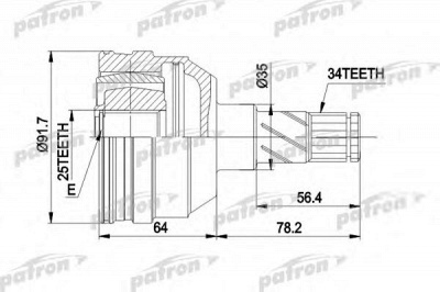 PATRON pcv2253 -  Шарнирный комплект, приводной вал