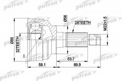 PATRON pcv3021 -  Шарнирный комплект, приводной вал