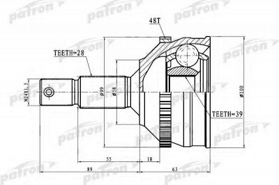 PATRON pcv3083 -  Шарнирный комплект, приводной вал