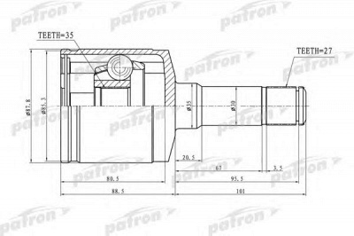 PATRON pcv3188 -  Шарнирный комплект, приводной вал
